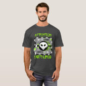 Alien TV 'ATTENTION EARTHLINGS' mannen grijs T-shirt (Voorkant volledig)