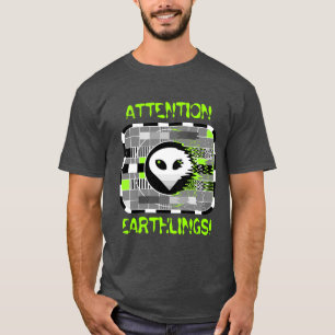 Alien TV 'ATTENTION EARTHLINGS' mannen grijs T-shirt