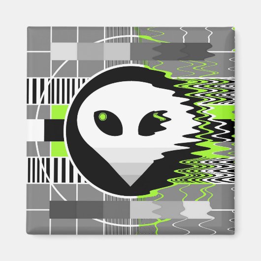 Alien TV-magneet rond Magneet (Voorkant)