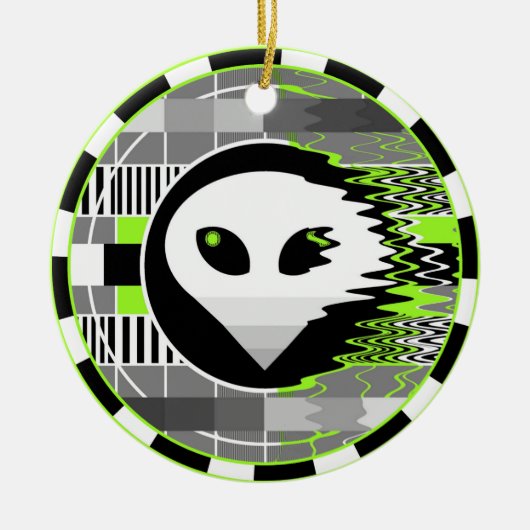 Alien TV Rond keramisch ornament (Voorkant)