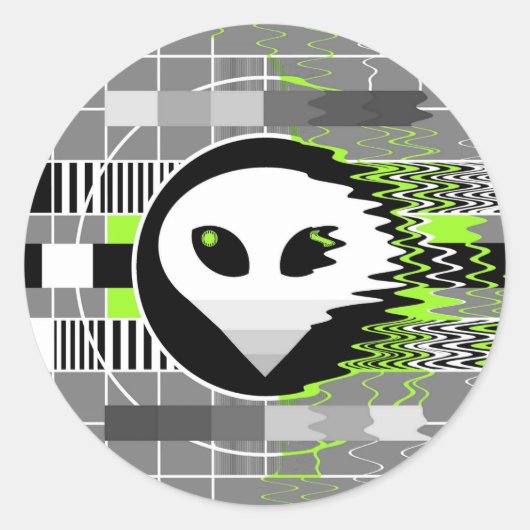 Alien-tv-sticker rond ronde sticker (Voorkant)