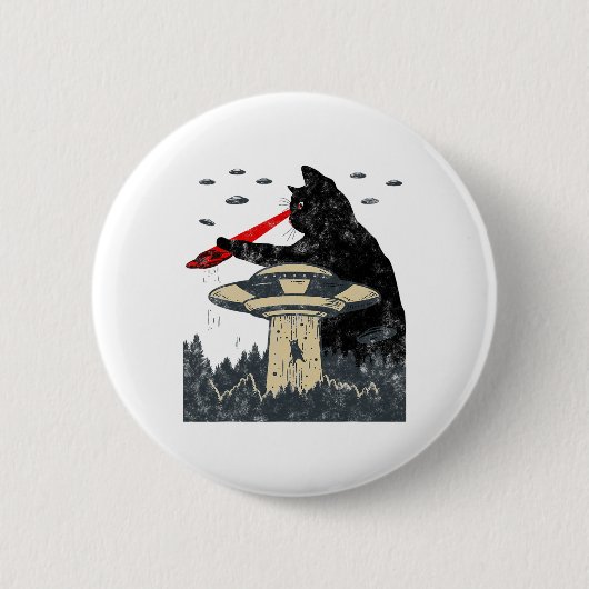 Alien Ufo Abduction Laser Eye Funny Cat Ronde Button 5,7 Cm (Voorkant)