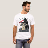Alien Ufo Abduction Laser Eye Funny Cat T-shirt (Voorkant volledig)