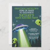 Alien UFO Birthday Party Invitation Kaart (Voorkant)