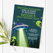 Alien UFO Birthday Party Invitation Kaart