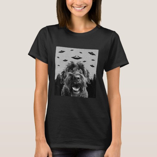 Alien UFO Bouvier des Flandres Hond Mannen Vrouwen T-shirt (Voorkant)