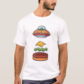 Alien UFO Burger Illustration with Floating Layers T-shirt (Voorkant)