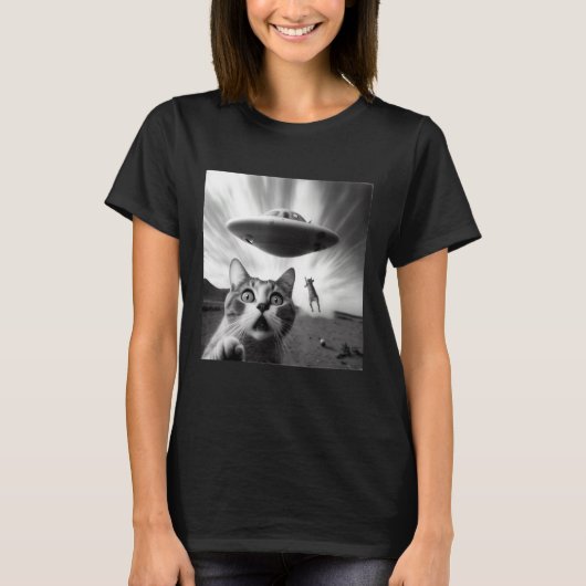Alien UFO Cat T-shirt (Voorkant)
