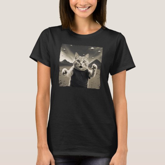 Alien UFO Cat T-shirt (Voorkant)