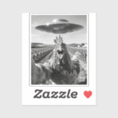Alien UFO Chicken Art Abduction SciFi Humor Sticker (Vel)