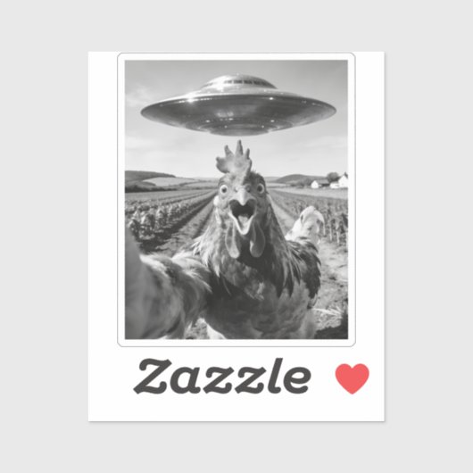 Alien UFO Chicken Art Abduction SciFi Humor Sticker (Vel)