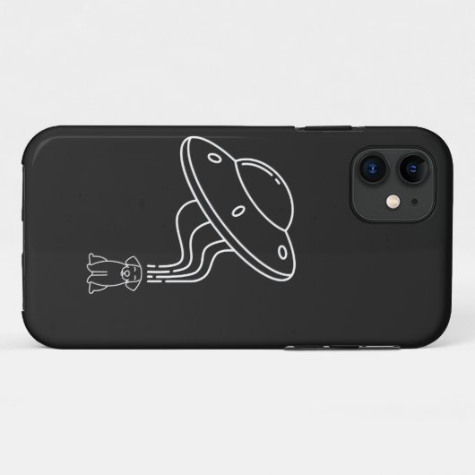 Alien UFO die een hondenpuppy afneemt Case-Mate iPhone Case (Achterkant (horizontaal))