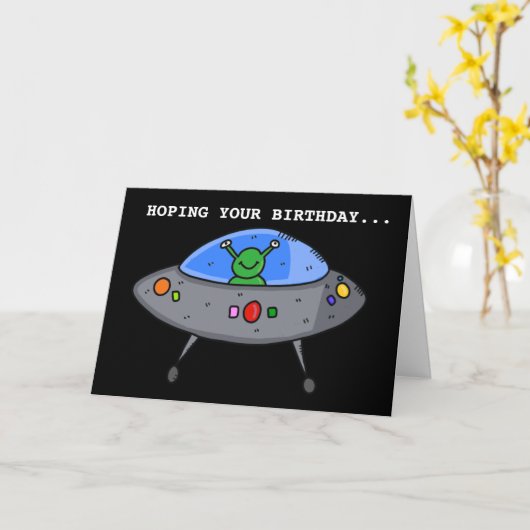 ALIEN UFO FUNNY BIRTHDAY CARDS KAART (Gele Bloem)