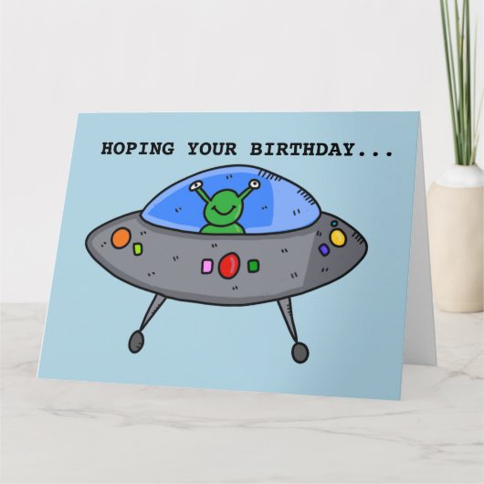 ALIEN UFO FUNNY BIRTHDAY WENSKAART KAART (Voorkant)