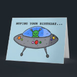 ALIEN UFO FUNNY BIRTHDAY WENSKAART KAART<br><div class="desc">HOPEN VAN JE BIRTHDAY...  IS UIT DEZE WERELD</div>
