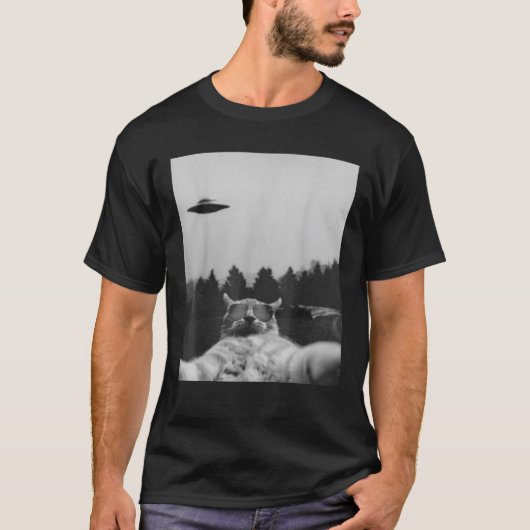 Alien UFO Funny Cat Galaxy Cat T-shirt Cat Graphic (Voorkant)