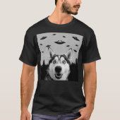 Alien UFO Funny Husky Dog Lover Men Women Kids T-shirt (Voorkant)