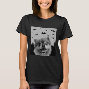 Alien UFO Funny Pommerse Hondenliefhebber Mannen V T-shirt