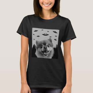 Alien UFO Funny Pommerse Hondenliefhebber Mannen V T-shirt