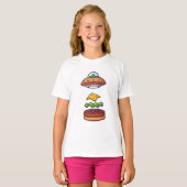 Alien UFO Gedemonteerde Cheeseburger Kinderen T-shirt (Voorkant volledig)