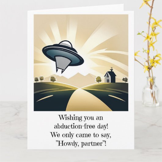 Alien UFO grote Kaart (Gele Bloem)