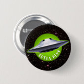 Alien UFO: "Hier buiten" grappig Ronde Button 5,7 Cm (Voorkant /achterkant)