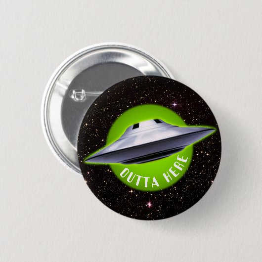 Alien UFO: "Hier buiten" grappig Ronde Button 5,7 Cm (Voorkant /achterkant)