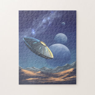 Alien ufo in de ruimte legpuzzel