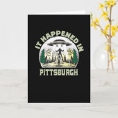 Alien UFO in de stad pittsburgh Kaart (Gele Bloem)