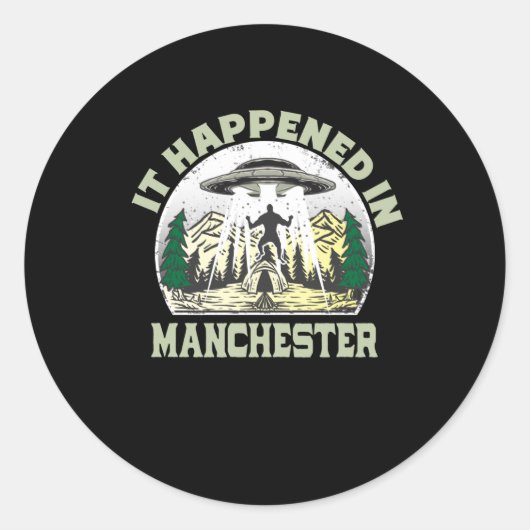 Alien UFO in Manchester City Ronde Sticker (Voorkant)