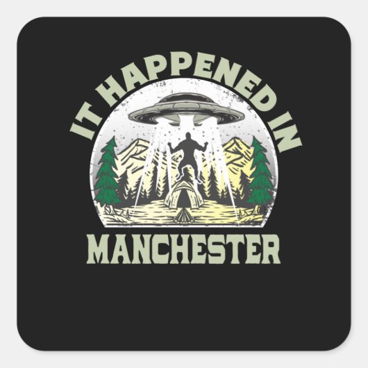 Alien UFO in Manchester City Vierkante Sticker (Voorkant)