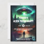 Alien UFO invasie verjaardagsfeestje Kaart (Voorkant)