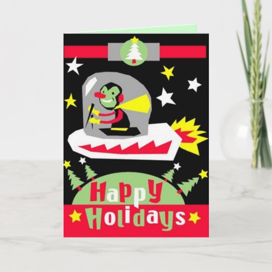 Alien UFO Kaart voor kerst (Voorkant)