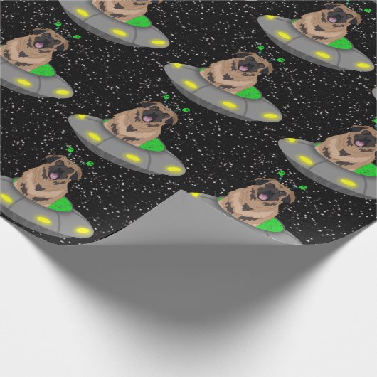 Alien UFO Leonberger Cadeaupapier (Hoek)