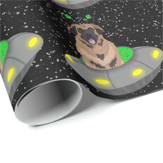 Alien UFO Leonberger Cadeaupapier (Rol Hoek)