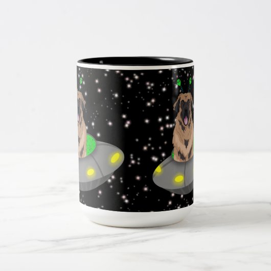 Alien UFO Leonberger Tweekleurige Koffiemok (Center)