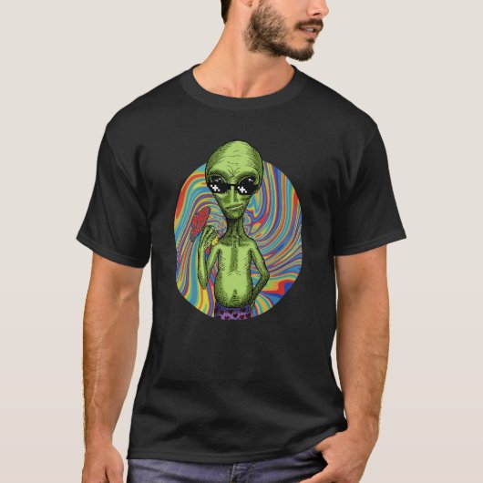 Alien UFO Mushroom Psychedelic Trippy Outer Space  T-shirt (Voorkant)