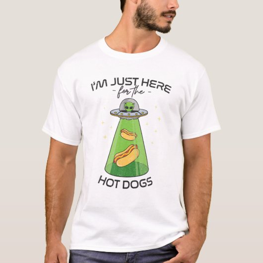 Alien UFO-ontvoering, grappige hotdog voor Aliens  T-shirt (Voorkant)
