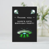 Alien UFO Ontvoering Ruimte Verjaardagsfeestje Bedankkaart (Staand voorkant)