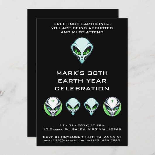 Alien UFO Ontvoering Ruimte Verjaardagsfeestje Kaart (Voorkant / Achterkant)