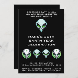 Alien UFO Ontvoering Ruimte Verjaardagsfeestje Kaart