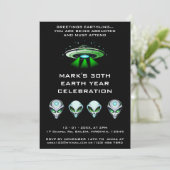 Alien UFO Ontvoering Ruimte Verjaardagsfeestje Kaart (Staand voorkant)