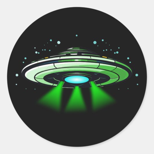 Alien UFO Ontvoering Ruimte Verjaardagsfeestje Ronde Sticker (Voorkant)