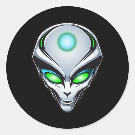 Alien UFO Ontvoering Ruimte Verjaardagsfeestje Ronde Sticker (Voorkant)