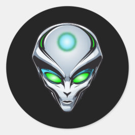 Alien UFO Ontvoering Ruimte Verjaardagsfeestje Ronde Sticker