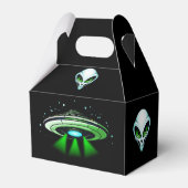 Alien UFO ontvoering ruimteschip verjaardagsfeestj Bedankdoosjes (Achterkant)
