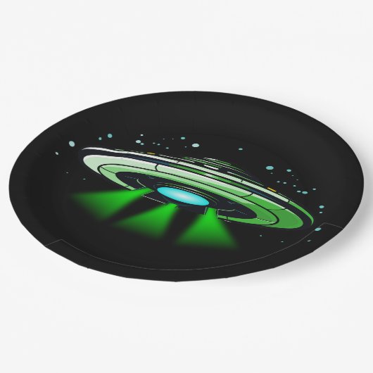 Alien UFO ontvoering ruimteschip verjaardagsfeestj Papieren Bordje (Gekanteld)