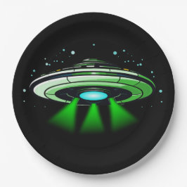 Alien UFO ontvoering ruimteschip verjaardagsfeestj Papieren Bordje