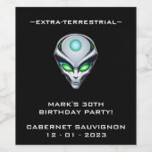 Alien UFO ontvoering ruimteschip verjaardagsfeestj Wijn Etiket (Enkel label)