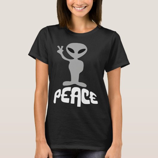 Alien UFO Peace Sign T-shirt (Voorkant)